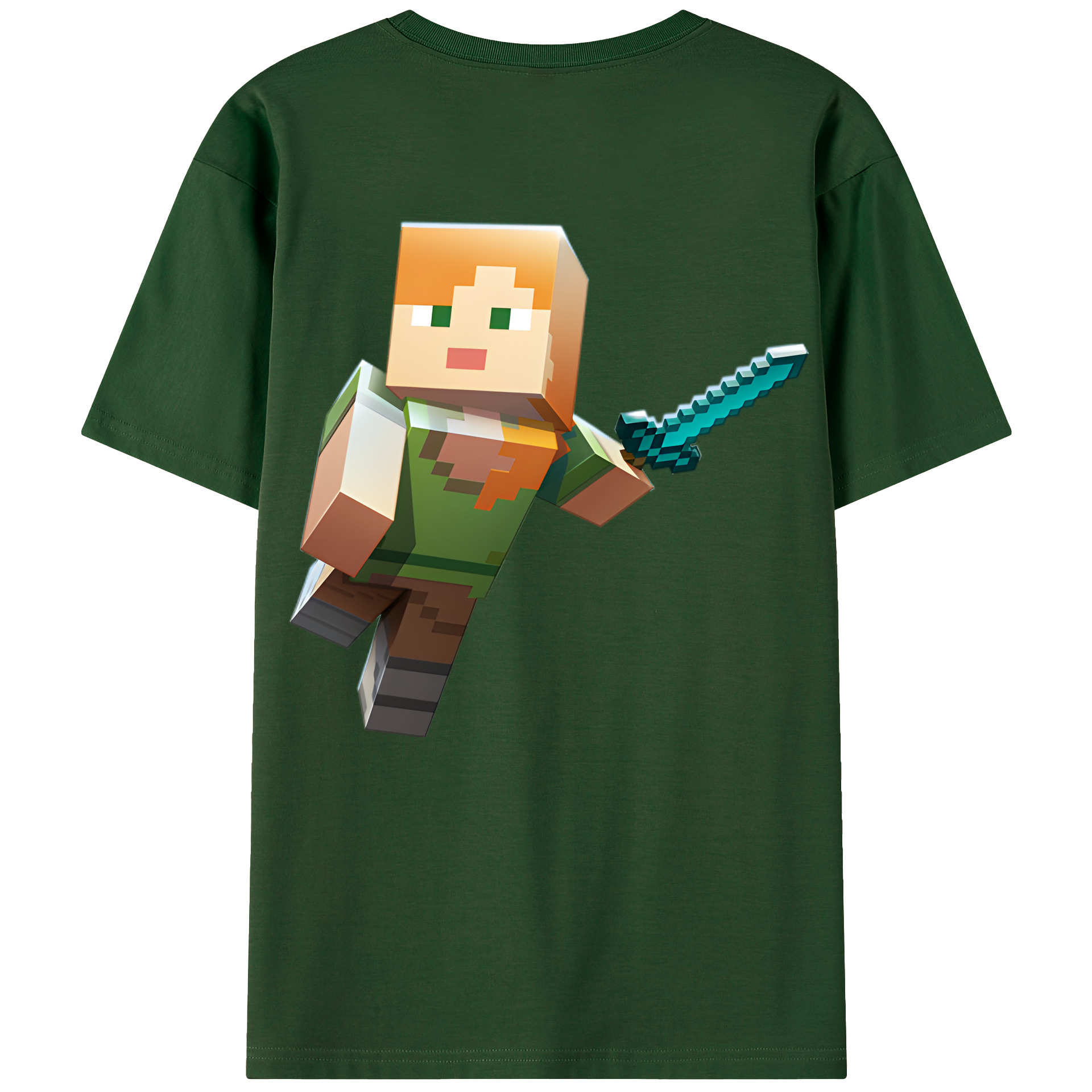 （画像用） マインクラフト ブロックの世界 Minecraft MC Block world 綿100％半袖Tシャツ（背面プリント）